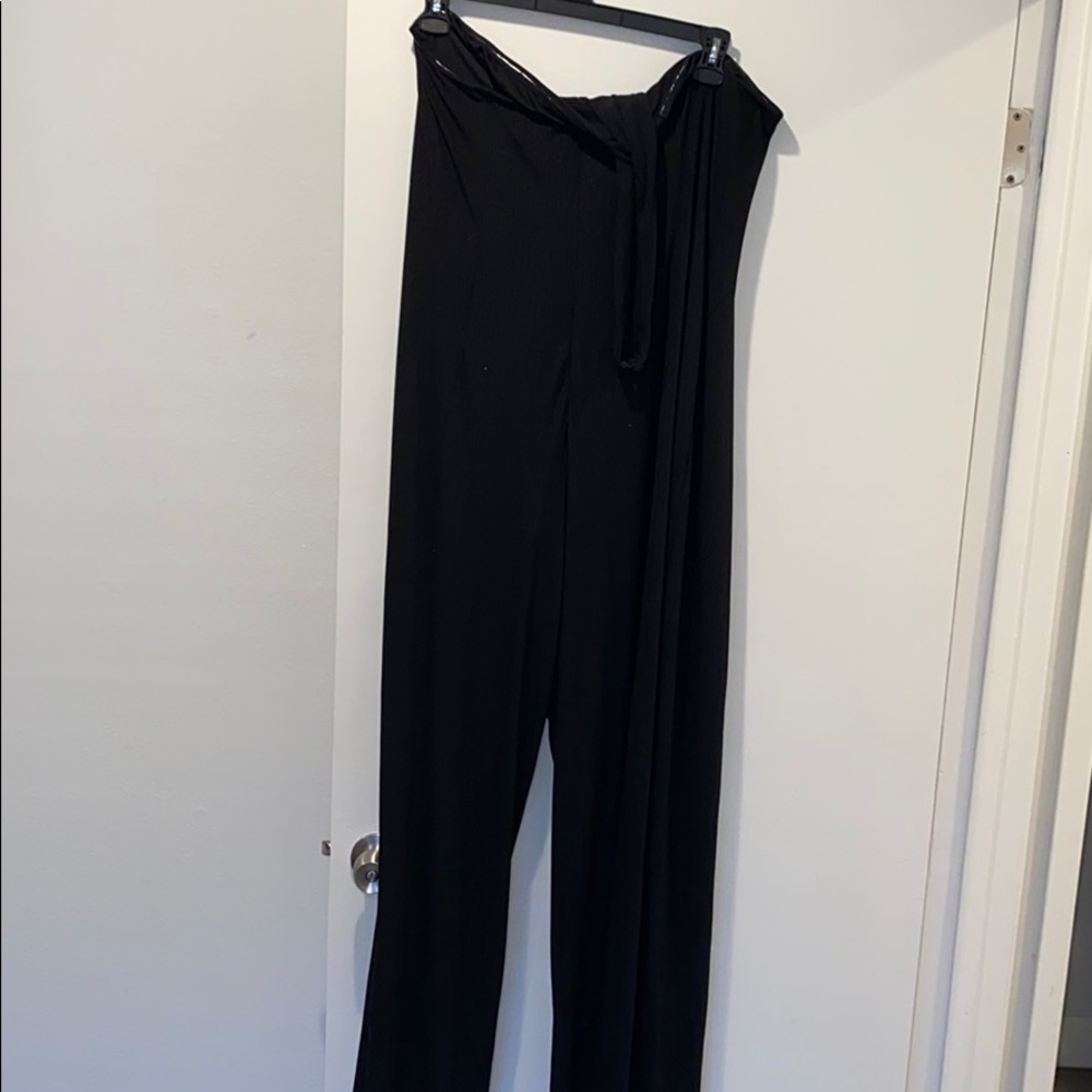 MOVING  SALE Black foil jersey jumpsuit